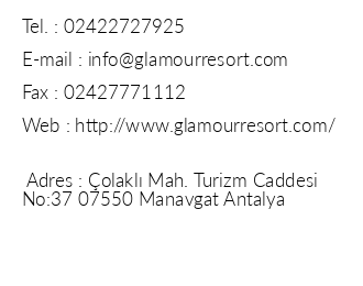 Glamour Resort & Spa iletiim bilgileri